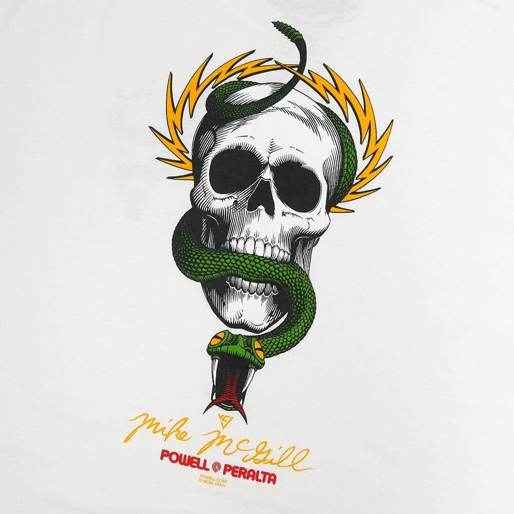 POWELL PERALTA T-SHIRT パウエルペラルタ Tシャツ McGILL SKULL & SNAKE WHITE スケートボード スケボー 3