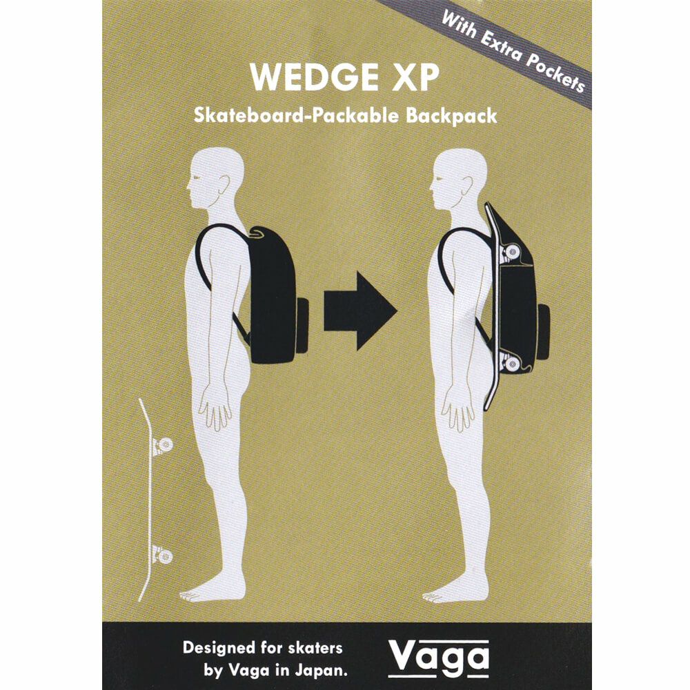 スケートボード収納可能 VAGA BACKPACK バガ バッグ バックパック リュック WEDGE XP BLACK スケートボード スケボー 15