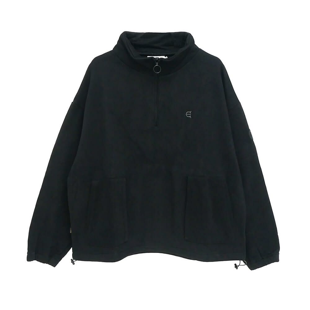 EVISEN CREW SWEAT エビセン トレーナー MIND LAND HALF ZIP BLACK スケートボード スケボー 