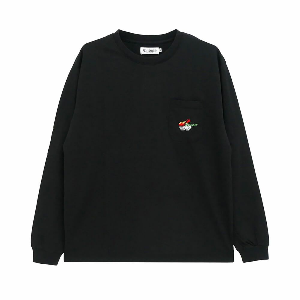 EVISEN LONG SLEEVE エビセン ロングスリーブTシャツ NEW SUSHI POCKET BLACK スケートボード スケボー 