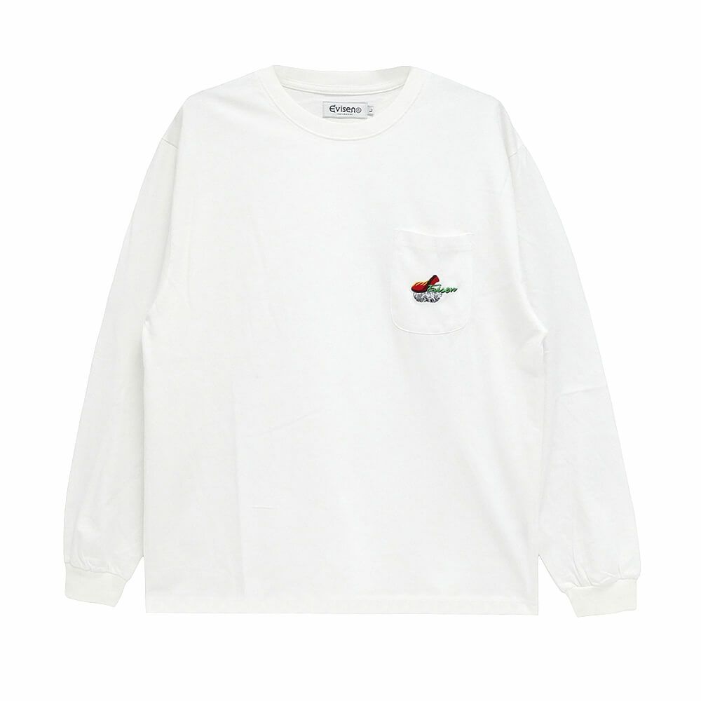 EVISEN LONG SLEEVE エビセン ロングスリーブTシャツ NEW SUSHI POCKET WHITE スケートボード スケボー 