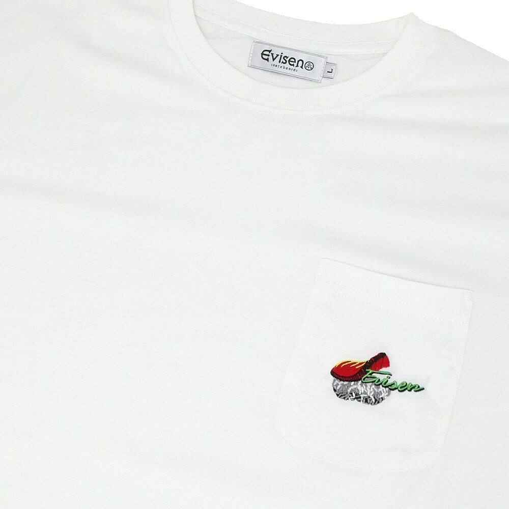 EVISEN LONG SLEEVE エビセン ロングスリーブTシャツ NEW SUSHI POCKET WHITE スケートボード スケボー 1