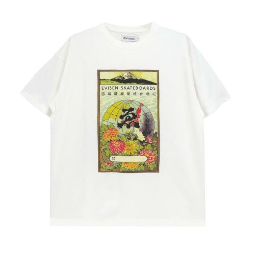 EVISEN T-SHIRT エビセン Tシャツ GLOBE LABEL WHITE スケートボード スケボー 