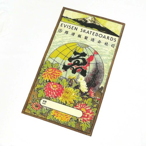 EVISEN T-SHIRT エビセン Tシャツ GLOBE LABEL WHITE スケートボード スケボー 1
