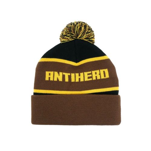 ANTIHERO KNITCAP アンチヒーロー ニットキャップ ICE COLD POM BEANIE BLACK/BROWN/GOLD スケートボード スケボー 