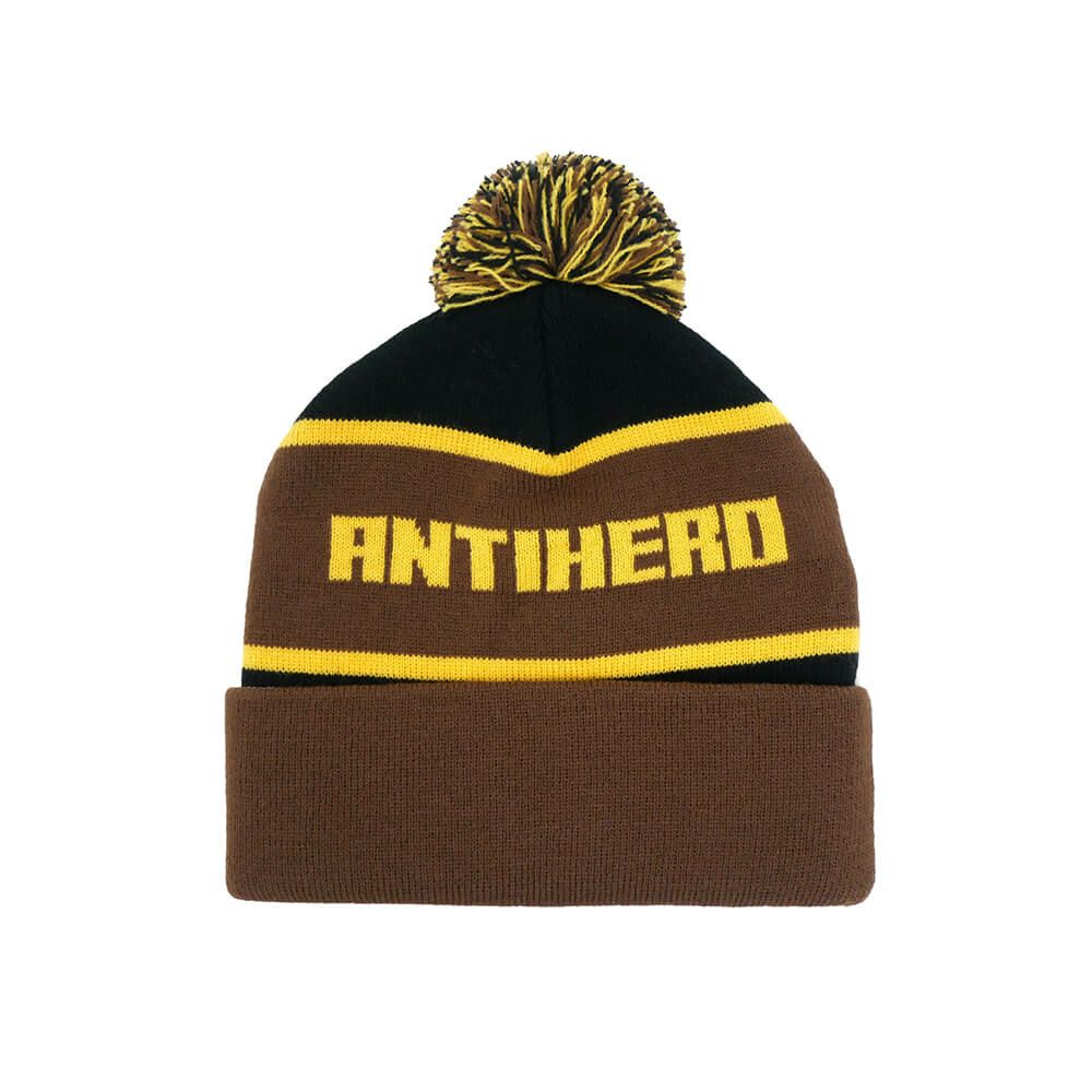 ANTIHERO KNITCAP アンチヒーロー ニットキャップ ICE COLD POM BEANIE BLACK/BROWN/GOLD スケートボード スケボー 