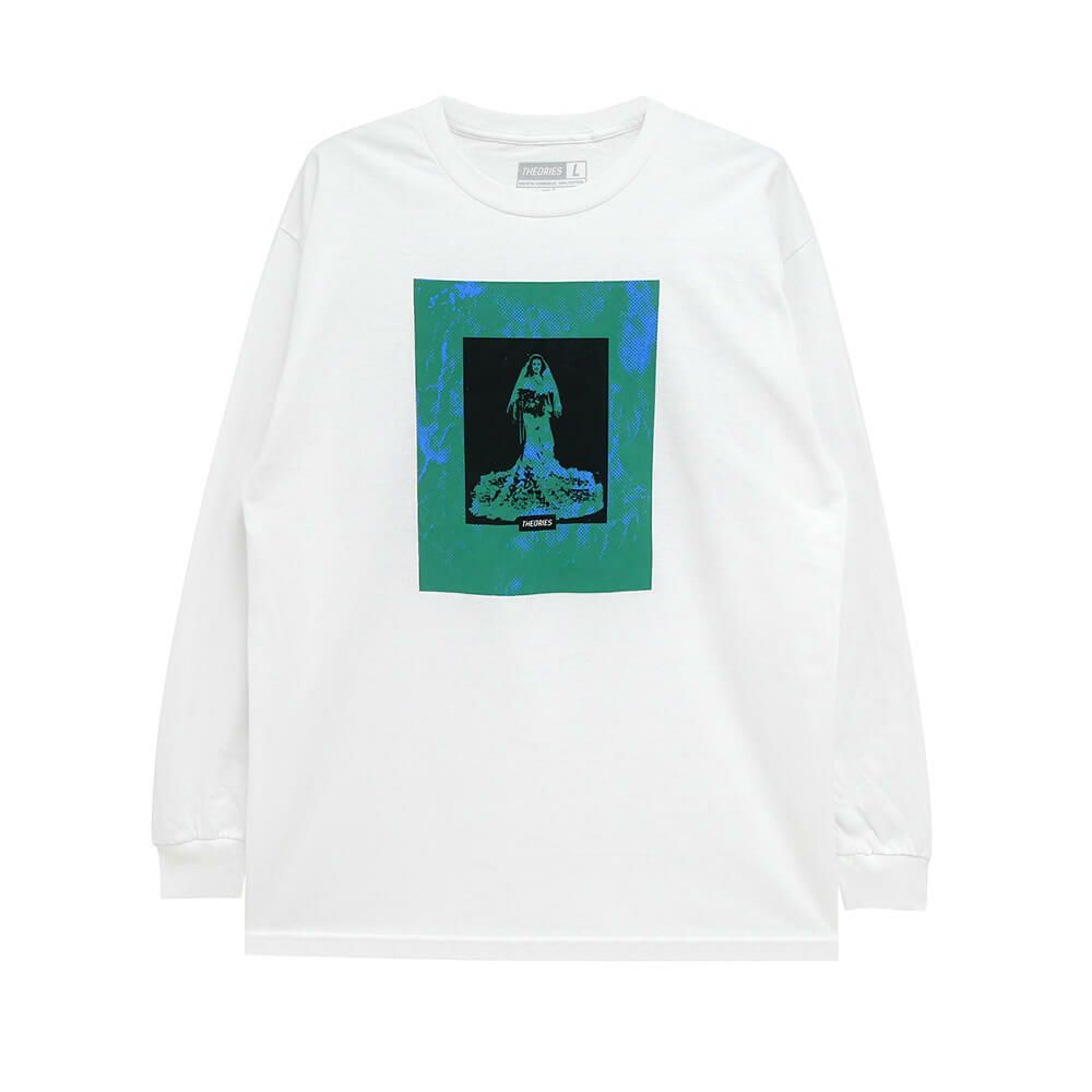 THEORIES LONG SLEEVE セオリーズ ロングスリーブTシャツ RE-ANIMATOR WHITE スケートボード スケボー 