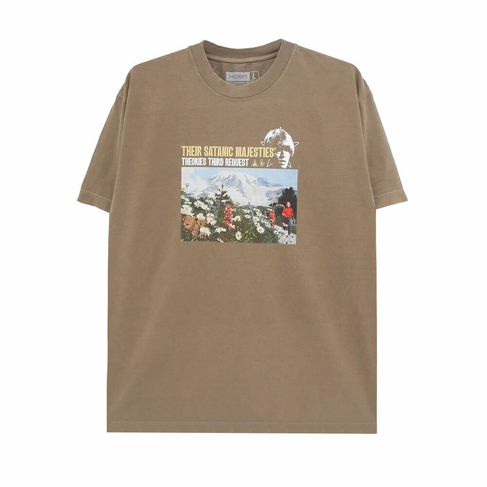  THEORIES T-SHIRT セオリーズ Tシャツ MAJESTIES GARMENT DYED WASHED BROWN スケートボード スケボー 