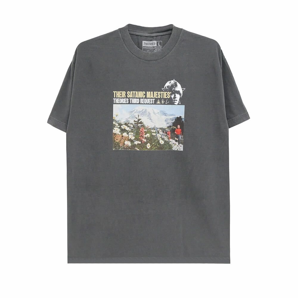 THEORIES T-SHIRT セオリーズ Tシャツ MAJESTIES GARMENT DYED WASHED BLACK スケートボード スケボー 