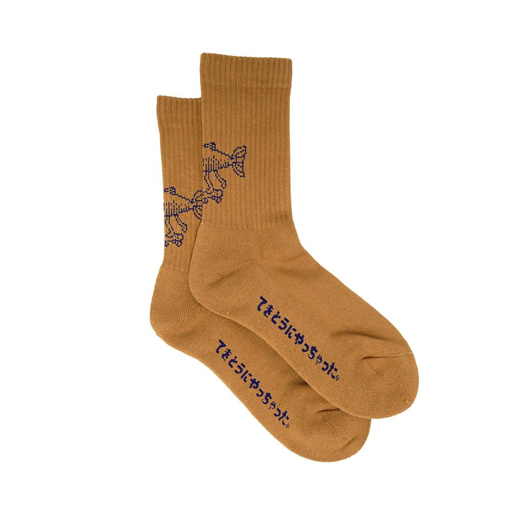 CHAOS FISHING CLUB SOCKS カオスフィッシングクラブ ソックス 靴下 1 PAC OSAKANAKUN BROWN スケートボード スケボー 3