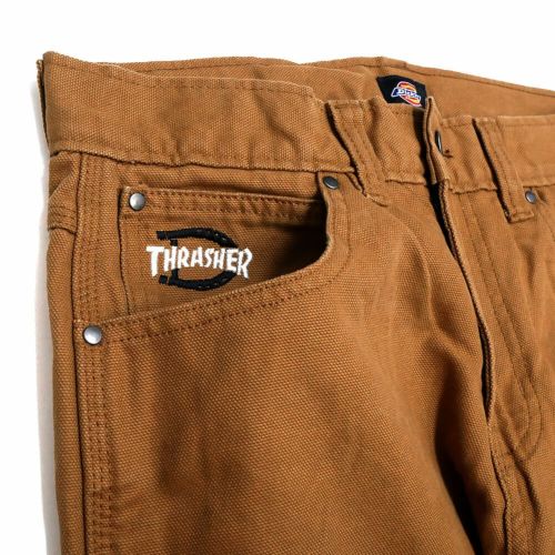 DICKIES SKATEBOARDING PANTS ディッキーズ スケートボーディング パンツ ジーンズ DICKIES x THRASHER DOUBLE KNEE BROWN スケートボード スケボー 1