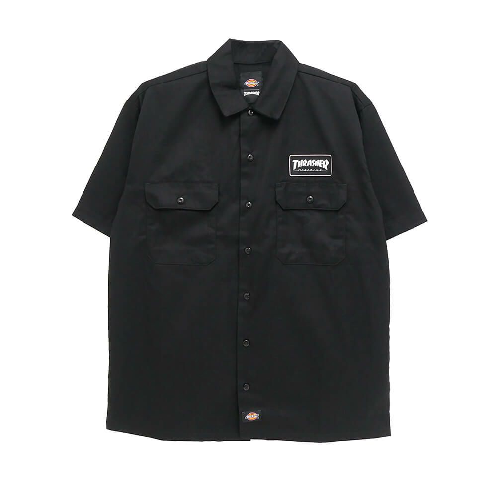 DICKIES SKATEBOARDING SHORT SLEEVE SHIRTS ディッキーズ スケートボーディング 半袖シャツ DICKIES x THRASHER CANVAS WORK BLACK スケートボード スケボー 1