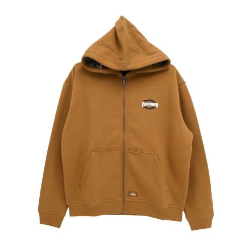 DICKIES SKATEBOARDING HOOD ディッキーズスケートボーディング パーカー DICKIES x THRASHER ZIP THROUGH BROWN スケートボード スケボー 