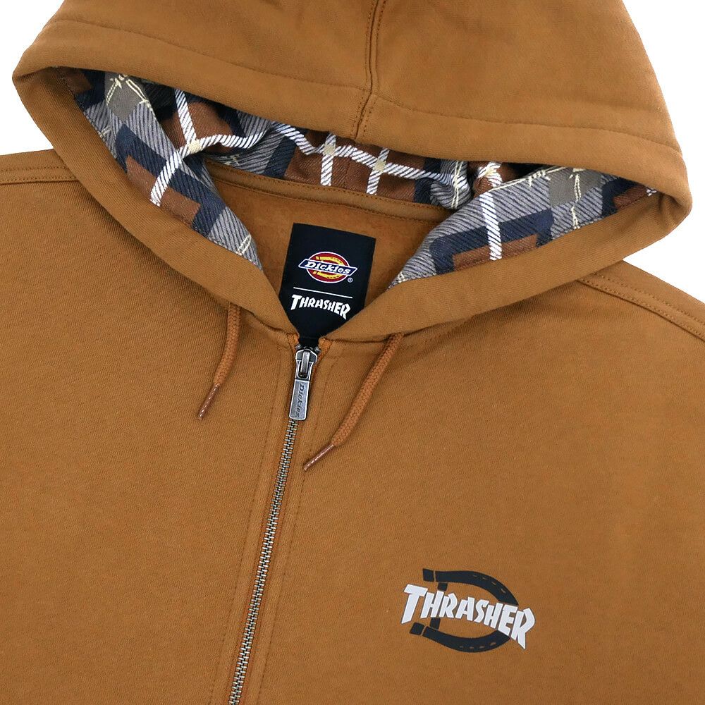 DICKIES SKATEBOARDING HOOD ディッキーズスケートボーディング パーカー DICKIES x THRASHER ZIP THROUGH BROWN スケートボード スケボー 1