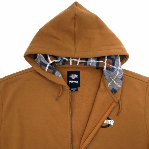 DICKIES SKATEBOARDING HOOD ディッキーズスケートボーディング パーカー DICKIES x THRASHER ZIP THROUGH BROWN スケートボード スケボー 2