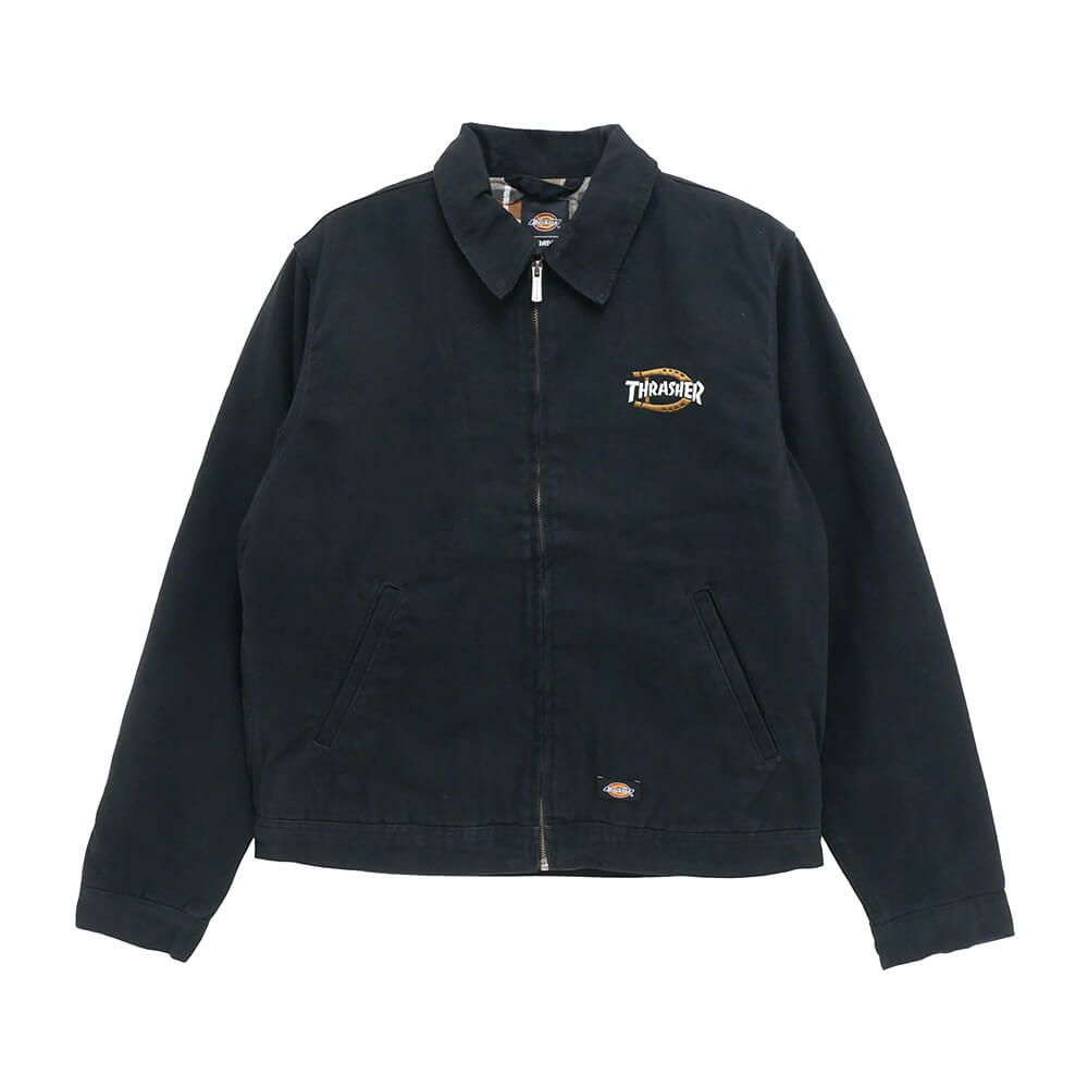DICKIES SKATEBOARDING JACKET ディッキーズ スケートボーディング ジャケット DICKIES x THRASHER COTTON JACKET BLACK スケートボード スケボー 