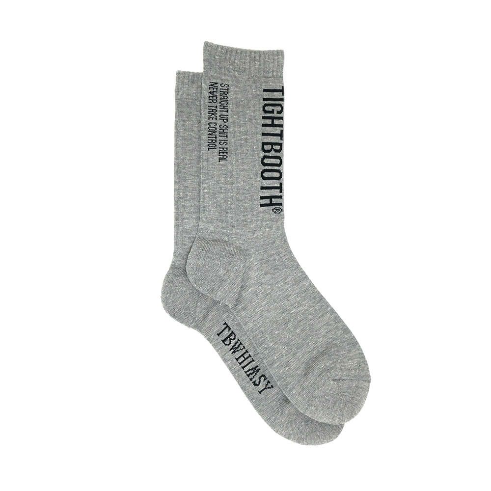 TIGHTBOOTH（TBPR）SOCKS タイトブース ソックス 靴下 LABEL LOGO GREY スケートボード スケボー 3