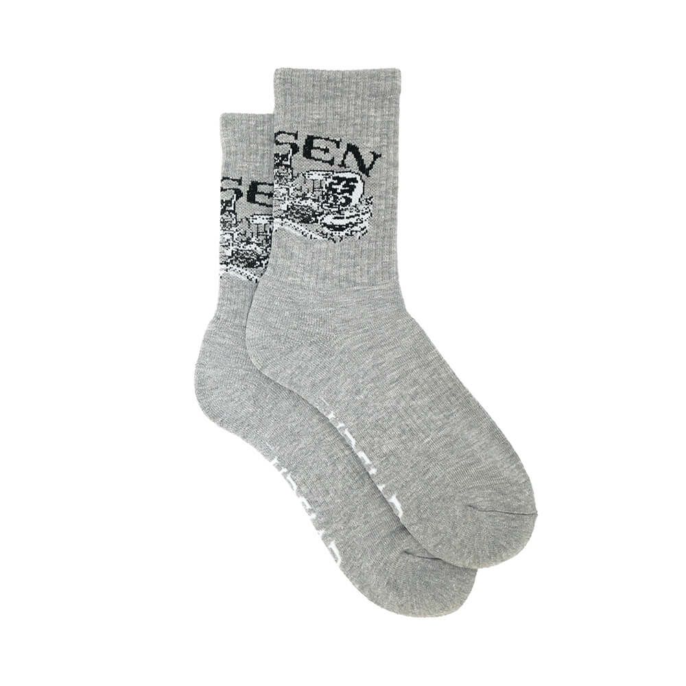 EVISEN SOCKS エビセン ソックス 靴下 DRAGON GREY スケートボード スケボー 3
