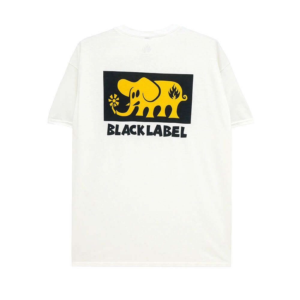 BLACK LABEL T-SHIRT ブラックレーベル Tシャツ ELEPHANT BLOCK WHITE スケートボード スケボー 