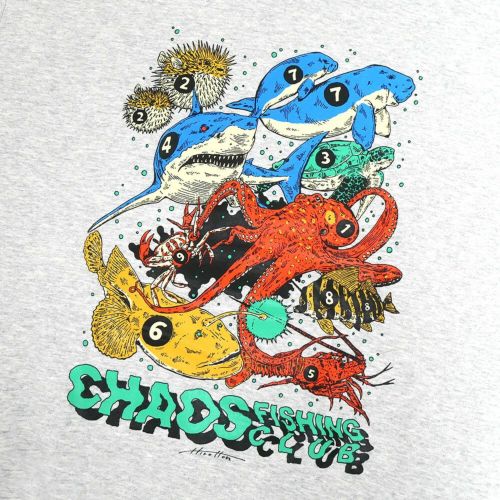 CHAOS FISHING CLUB HOOD カオスフィッシングクラブ パーカー ROAD OF THE SEA GREY スケートボード スケボー 3