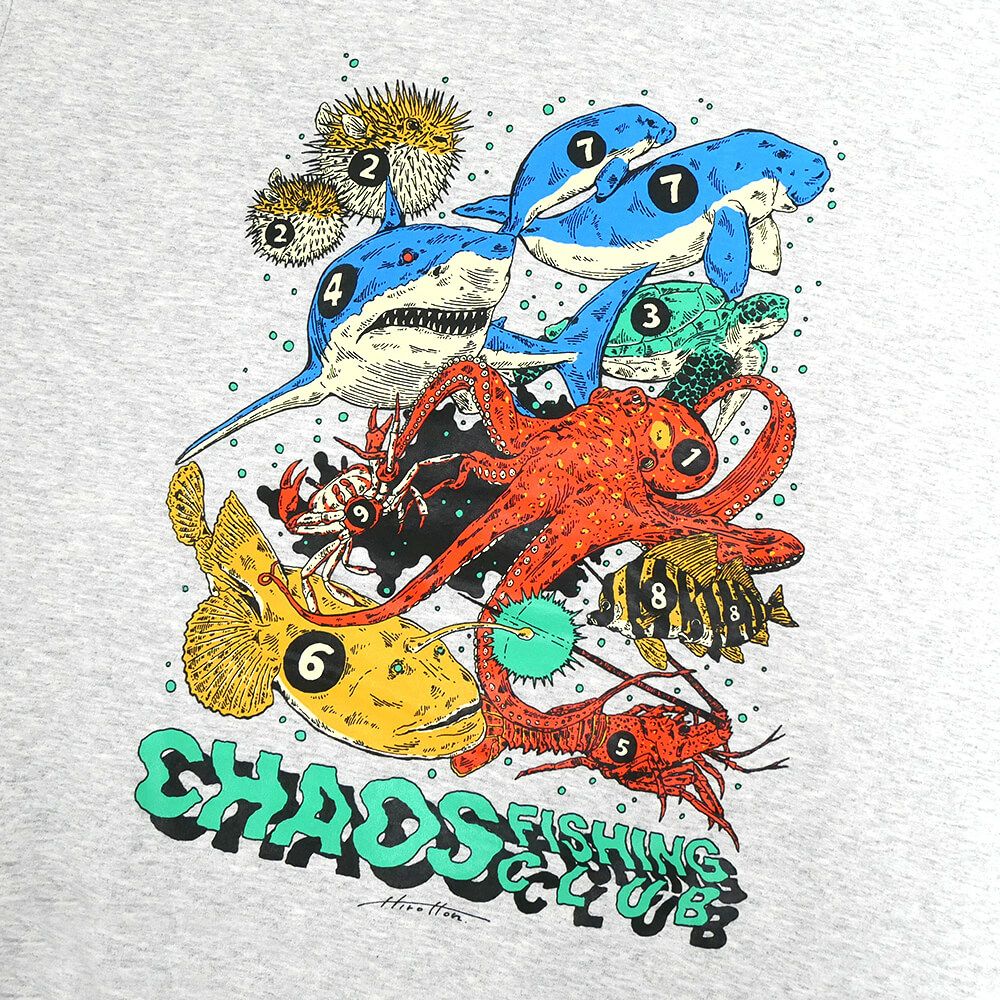CHAOS FISHING CLUB HOOD カオスフィッシングクラブ パーカー ROAD OF THE SEA GREY スケートボード スケボー 3