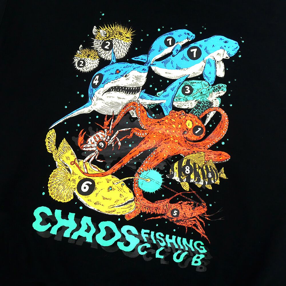 CHAOS FISHING CLUB HOOD カオスフィッシングクラブ パーカー ROAD OF THE SEA BLACK スケートボード スケボー 3