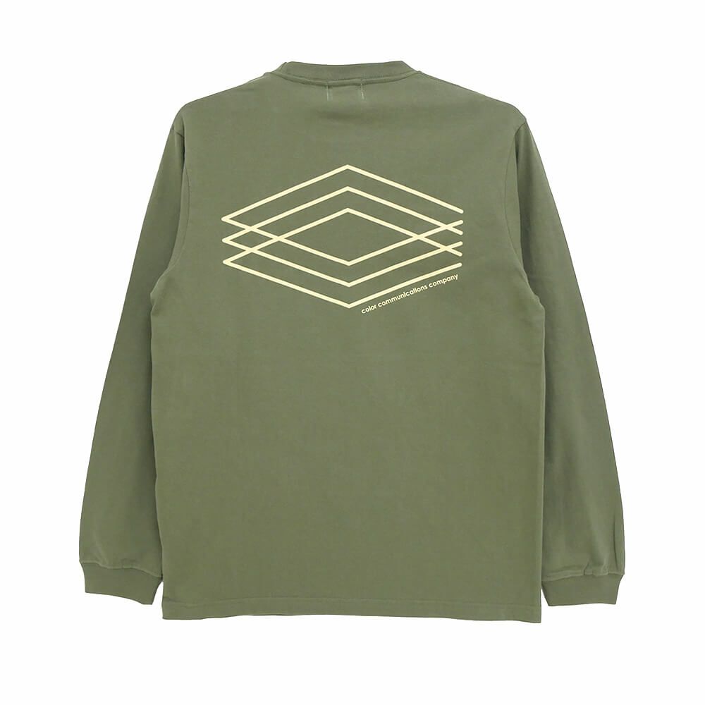 COLOR COMMUNICATIONS LONG SLEEVE カラーコミュニケーションズ ロングスリーブTシャツ 3C DIAMONDS LIGHT OLIVE スケートボード スケボー 