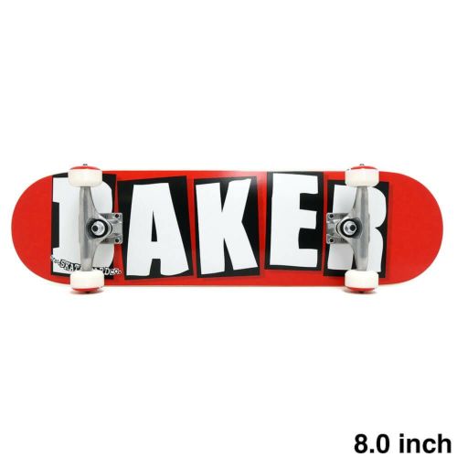 防水ケース付き BAKER ベイカー コンプリートセット スケートボード完成品 BRAND LOGO RED/WHITE 8.0 スケートボード スケボー 1