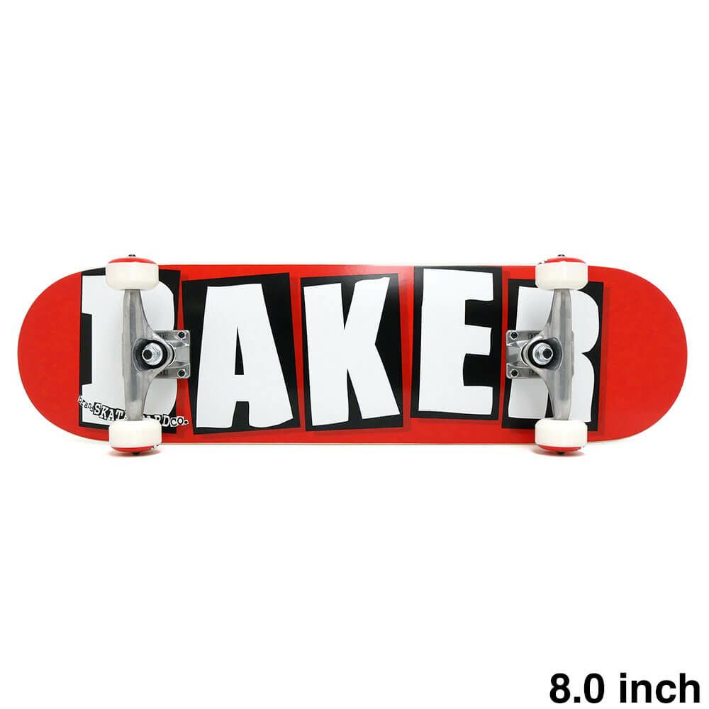 防水ケース付き BAKER ベイカー コンプリートセット スケートボード完成品 BRAND LOGO RED/WHITE 8.0 スケートボード スケボー 1