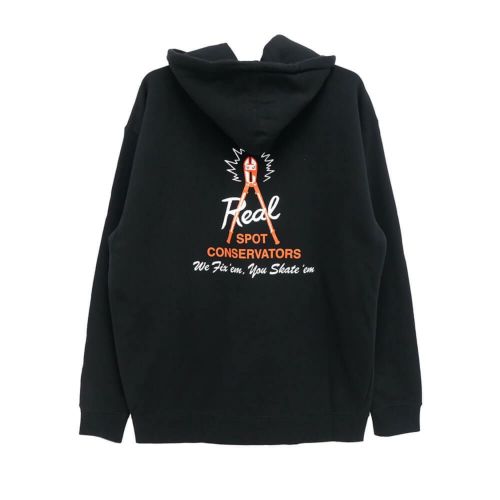 REAL HOOD リアル パーカー SPOT CONSERVATORS BLACK スケートボード スケボー 