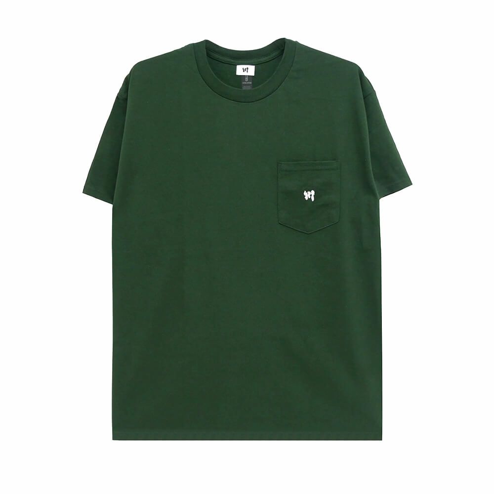 KAWA T-SHIRT 川 Tシャツ 川 LOGO 1POINT POCKET GREEN/WHITE スケートボード スケボー 