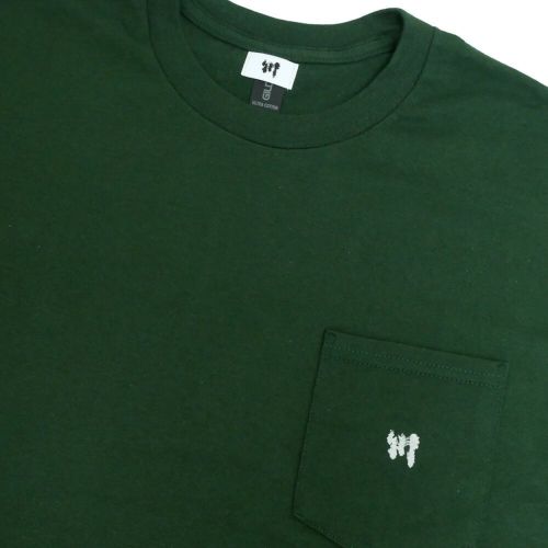 KAWA T-SHIRT 川 Tシャツ 川 LOGO 1POINT POCKET GREEN/WHITE スケートボード スケボー 1