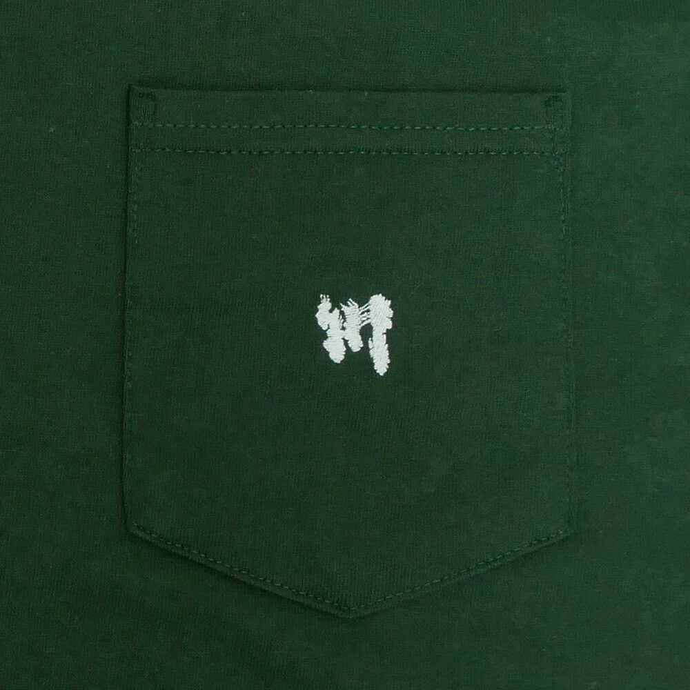 KAWA T-SHIRT 川 Tシャツ 川 LOGO 1POINT POCKET GREEN/WHITE スケートボード スケボー 2