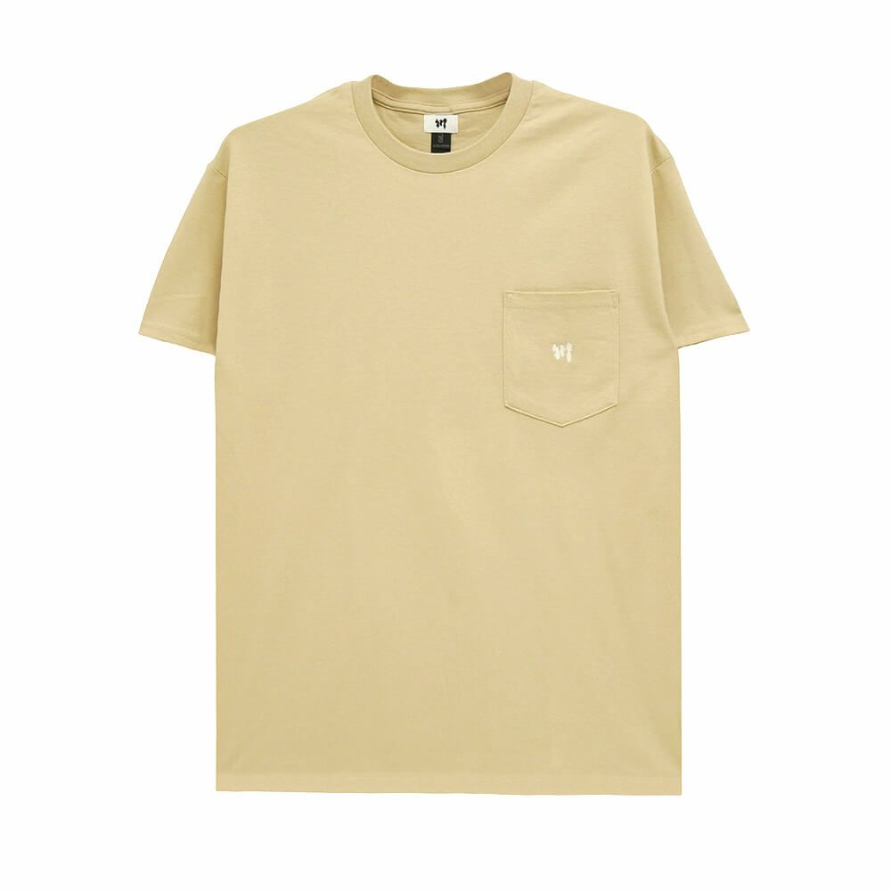 KAWA T-SHIRT 川 Tシャツ 川 LOGO 1POINT POCKET SAND/WHITE スケートボード スケボー 