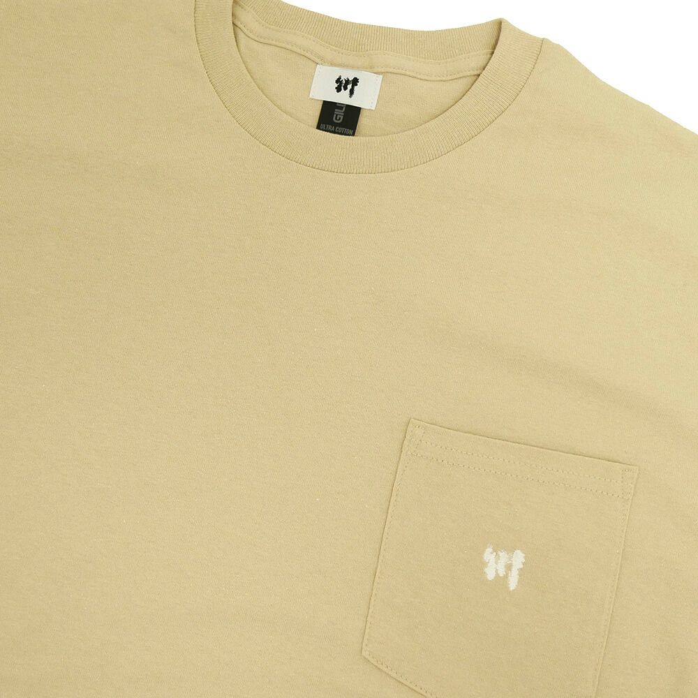 KAWA T-SHIRT 川 Tシャツ 川 LOGO 1POINT POCKET SAND/WHITE スケートボード スケボー 1