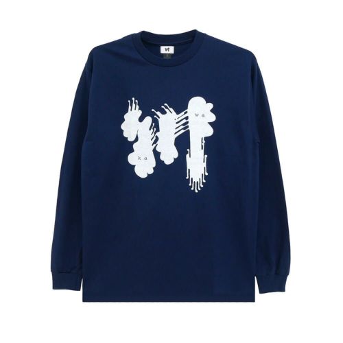 KAWA LONG SLEEVE 川 ロングスリーブTシャツ 川 BIG LOGO NAVY/WHITE スケートボード スケボー 