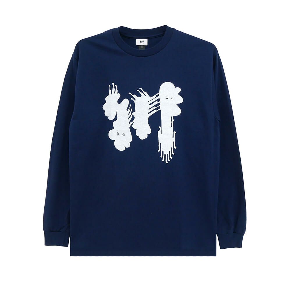 KAWA LONG SLEEVE 川 ロングスリーブTシャツ 川 BIG LOGO NAVY/WHITE スケートボード スケボー 