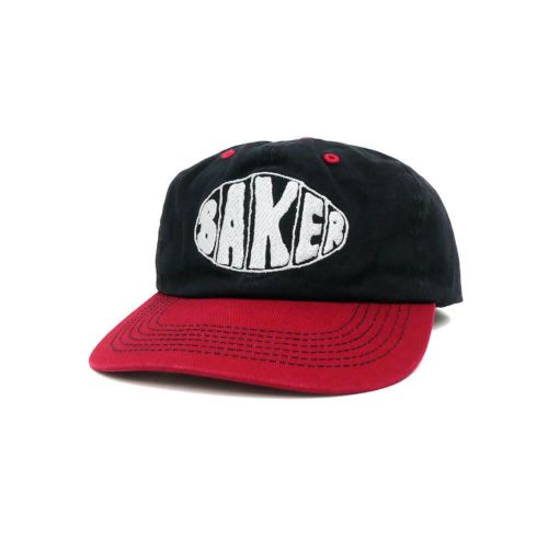 BAKER CAP ベイカー キャップ SPRAYED OVAL SNAPBACK BLACK/RED スケートボード スケボー 