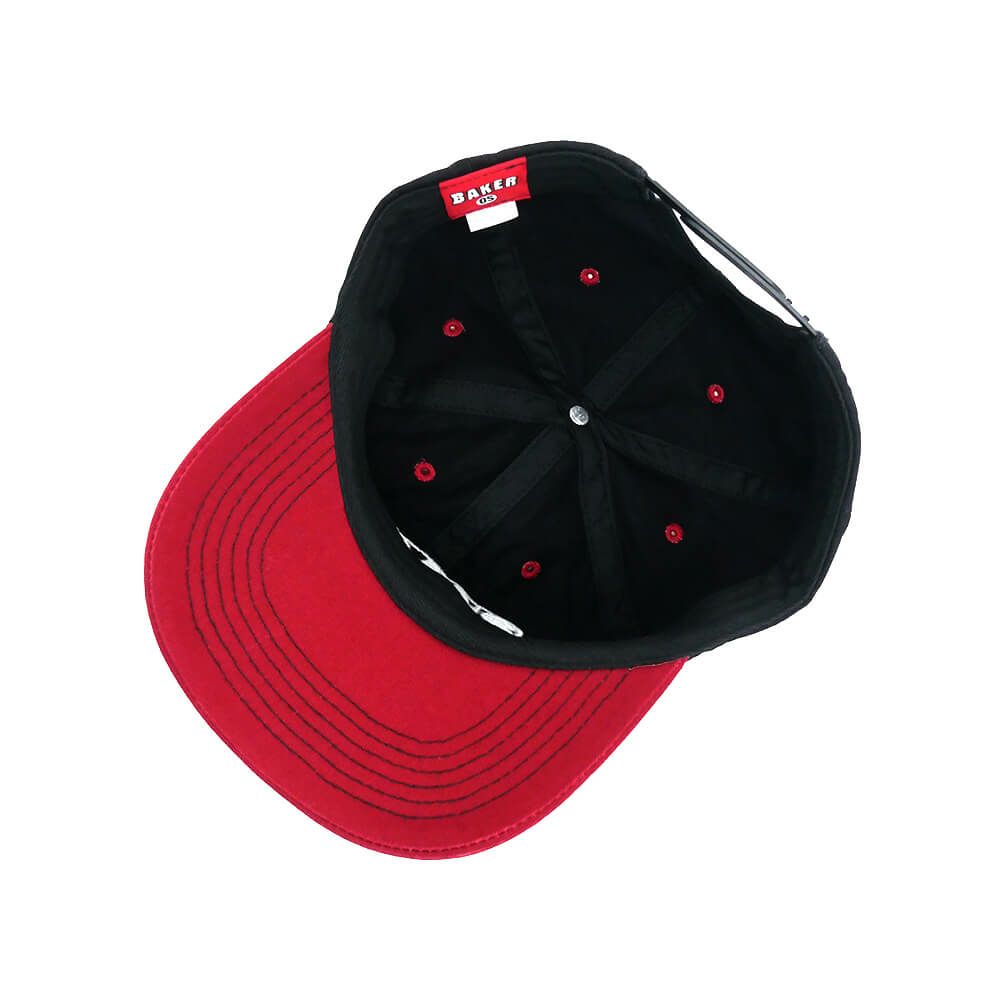 BAKER CAP ベイカー キャップ SPRAYED OVAL SNAPBACK BLACK/RED スケートボード スケボー 3