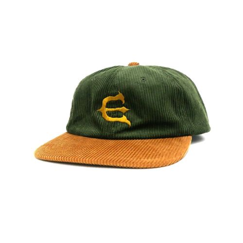 EVISEN CAP エビセン キャップ CORD ONE-UP 6 PANEL OLIVE/BROWN スケートボード スケボー 