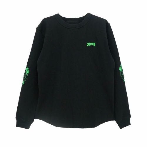 CREATURE LONG SLEEVE クリーチャー ロングスリーブTシャツ WEB THERMAL TOP BLACK/GREEN スケートボード スケボー 