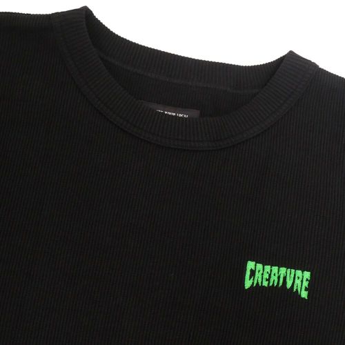 CREATURE LONG SLEEVE クリーチャー ロングスリーブTシャツ WEB THERMAL TOP BLACK/GREEN スケートボード スケボー 1