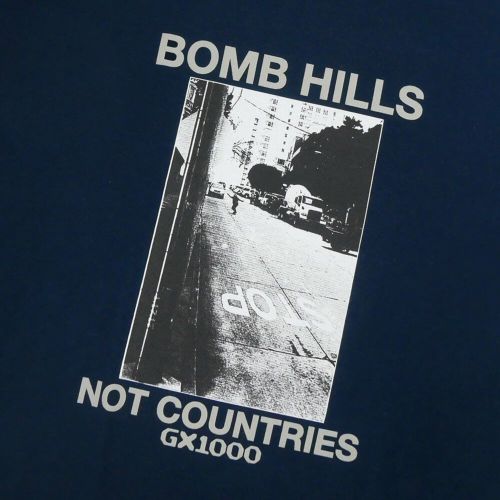 GX1000 T-SHIRT ジーエックス1000 Tシャツ BOMB HILLS NOT COUNTRIES NAVY/GREY スケートボード スケボー 1