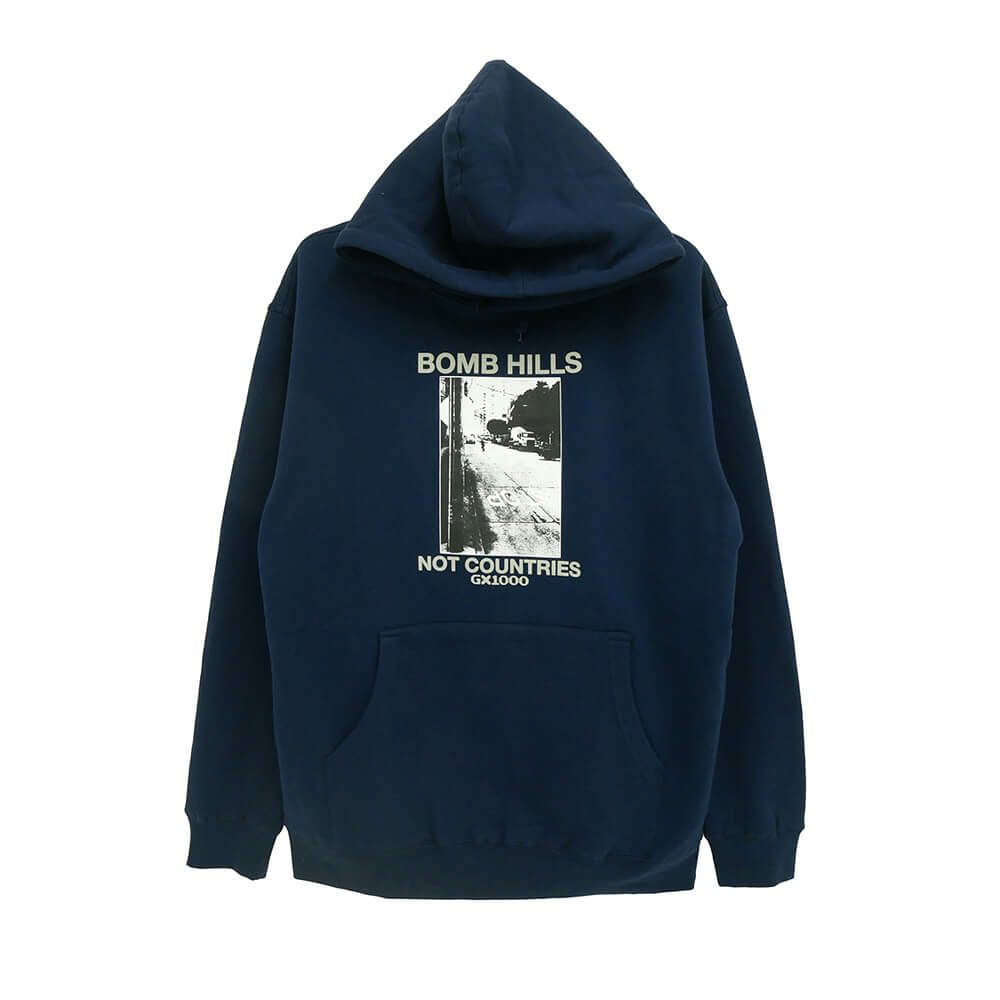 GX1000 HOOD ジーエックス1000 パーカー BOMB HILLS NOT COUNTRIES NAVY/GREY スケートボード スケボー 