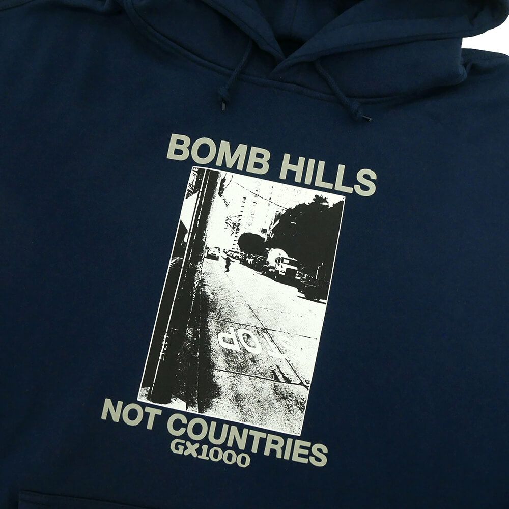 GX1000 HOOD ジーエックス1000 パーカー BOMB HILLS NOT COUNTRIES NAVY/GREY スケートボード スケボー 1
