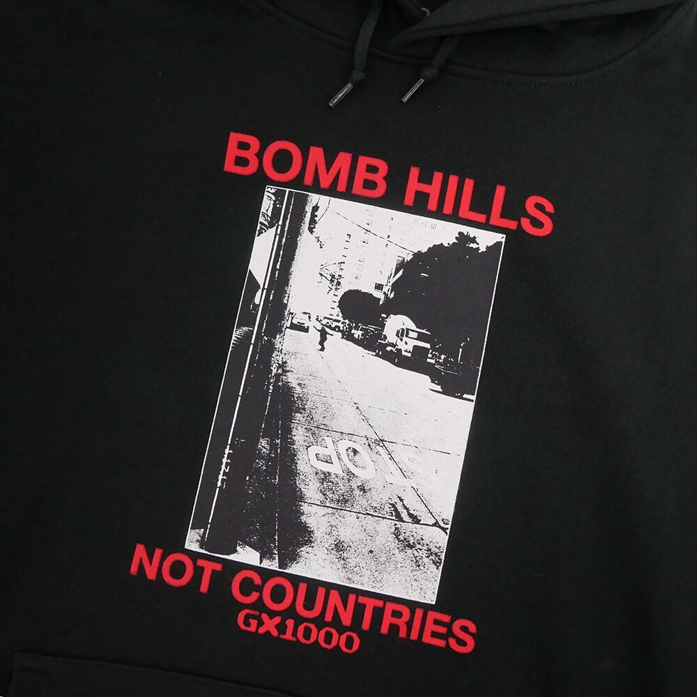 GX1000 HOOD ジーエックス1000 パーカー BOMB HILLS NOT COUNTRIES BLACK/RED スケートボード スケボー 1
