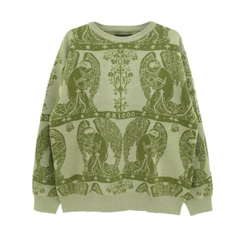 GX1000 SWEATER ジーエックス1000 セーター JACQUARD KNIT ANGEL GREY/GREEN スケートボード スケボー 