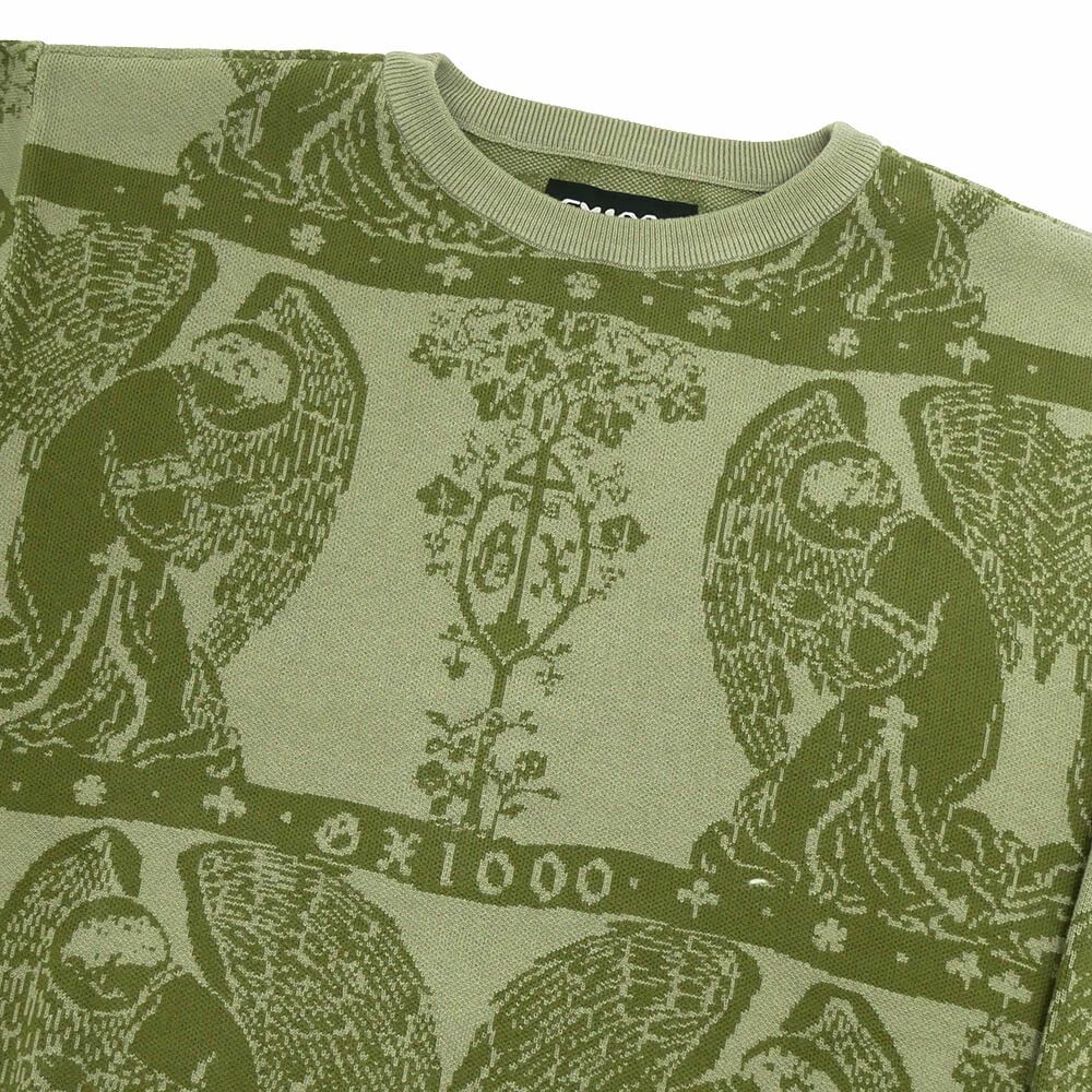 GX1000 SWEATER ジーエックス1000 セーター JACQUARD KNIT ANGEL GREY/GREEN スケートボード スケボー 1