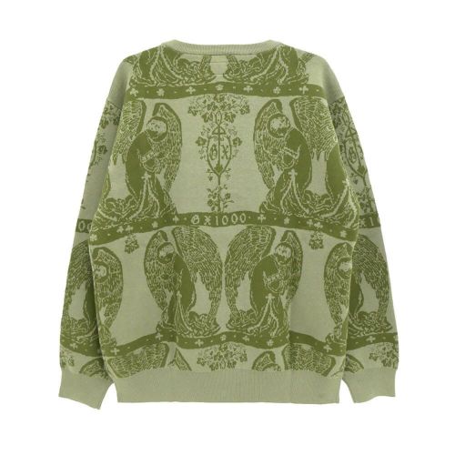 GX1000 SWEATER ジーエックス1000 セーター JACQUARD KNIT ANGEL GREY/GREEN スケートボード スケボー 2