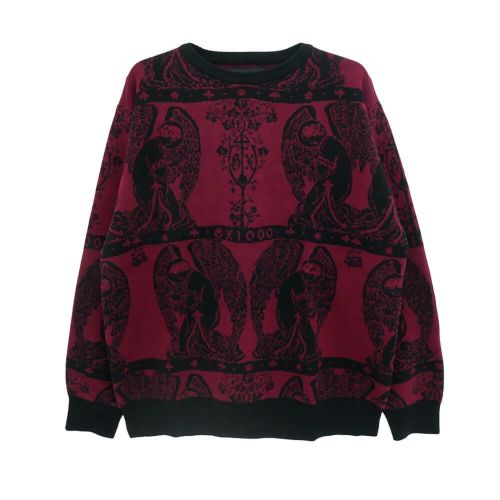 GX1000 SWEATER ジーエックス1000 セーター JACQUARD KNIT ANGEL BLACK/MALOON スケートボード スケボー 